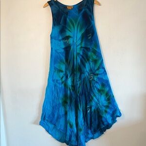 Sakkas Asymmetrical Dress in Blue and Green
